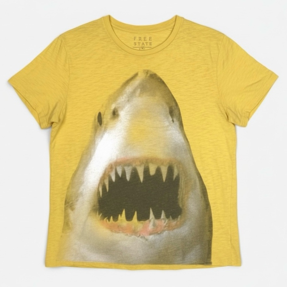 FREE STATE PacSun Graphic Shark T-shirt - Yellow - Size L